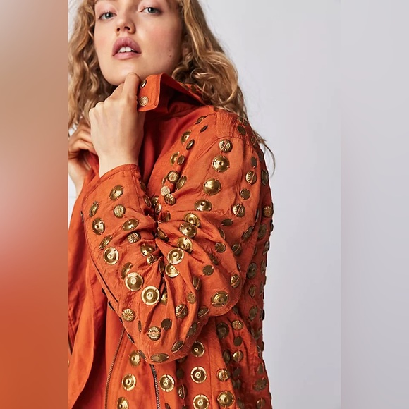 Free People Chelsea Coin Jacket in Bronze - Picture 11 of 12